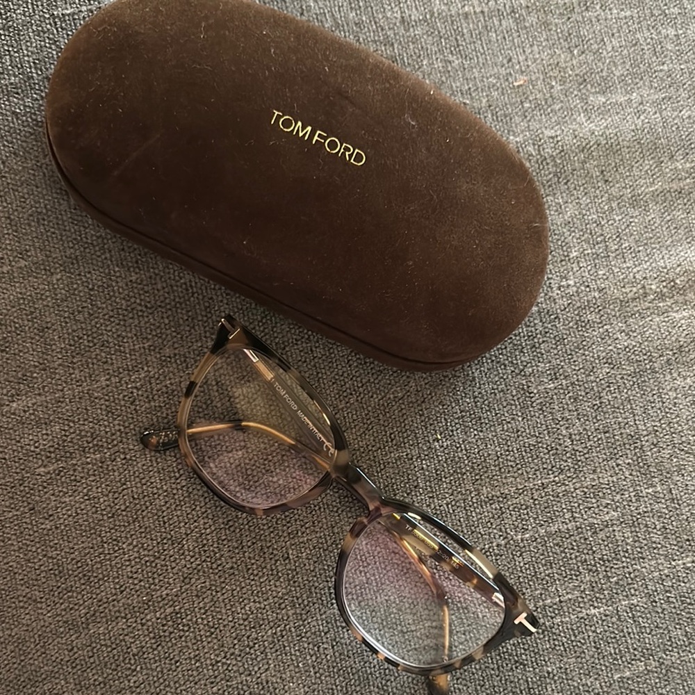 Tom Ford Brown Tortoiseshell Glasses with Gold Accents